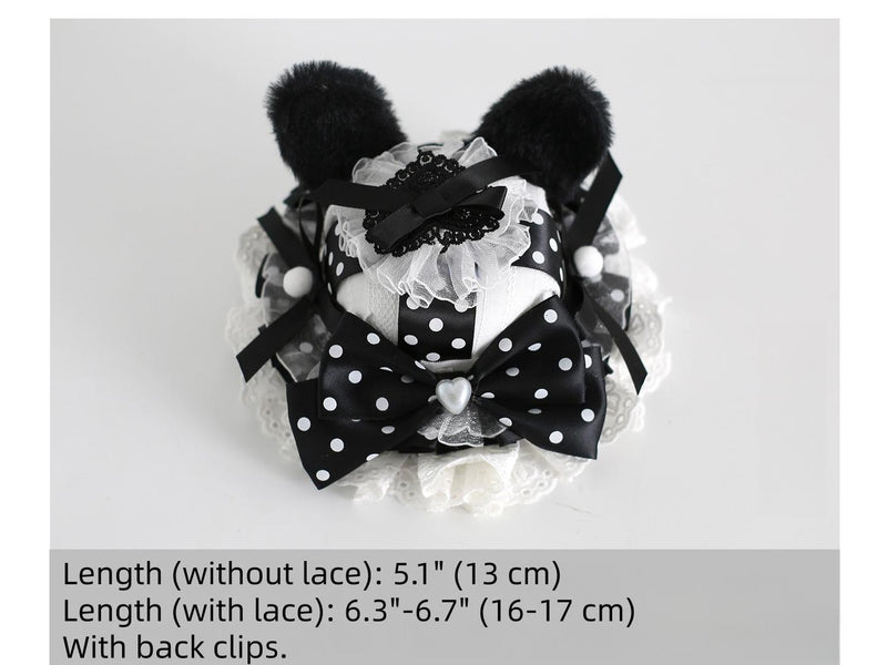 Xiaogui - Polka Dot Lolita Headdress - Detachable Bunny Ear Headwear