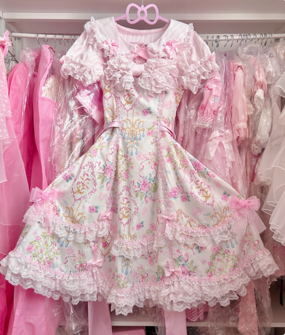 Spring 2025 - Floral Old School Lolita JSK Dress, Lace Trims (L M S XL) 42950:780250