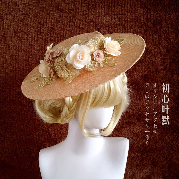 Handmade Bonnet Straw Hat Lolita Tea Party Pastoral French Style Vinta