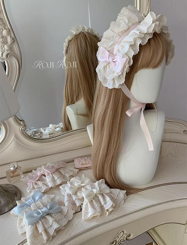 Roji Roji - Kawaii Lolita Lace Cuffs Summer - Butterfly Bow Arm Sleeves Hand Accessory
