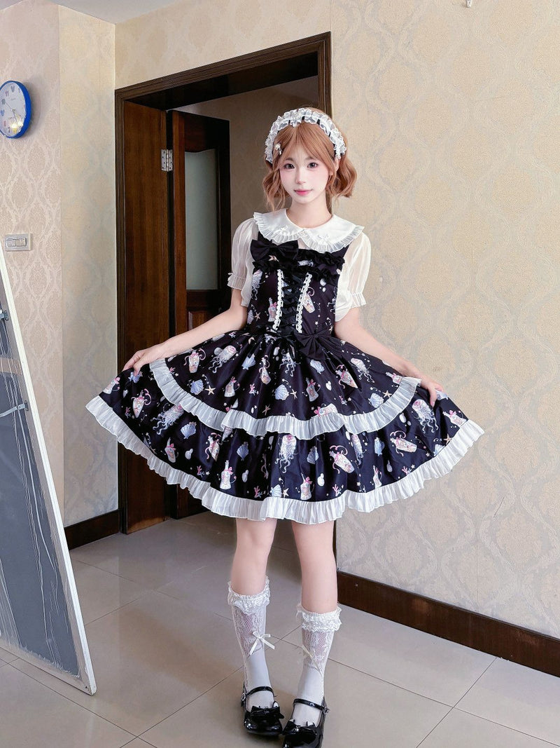 Coffee Rabbit Shell Bubble Letter Lolita JSK Set