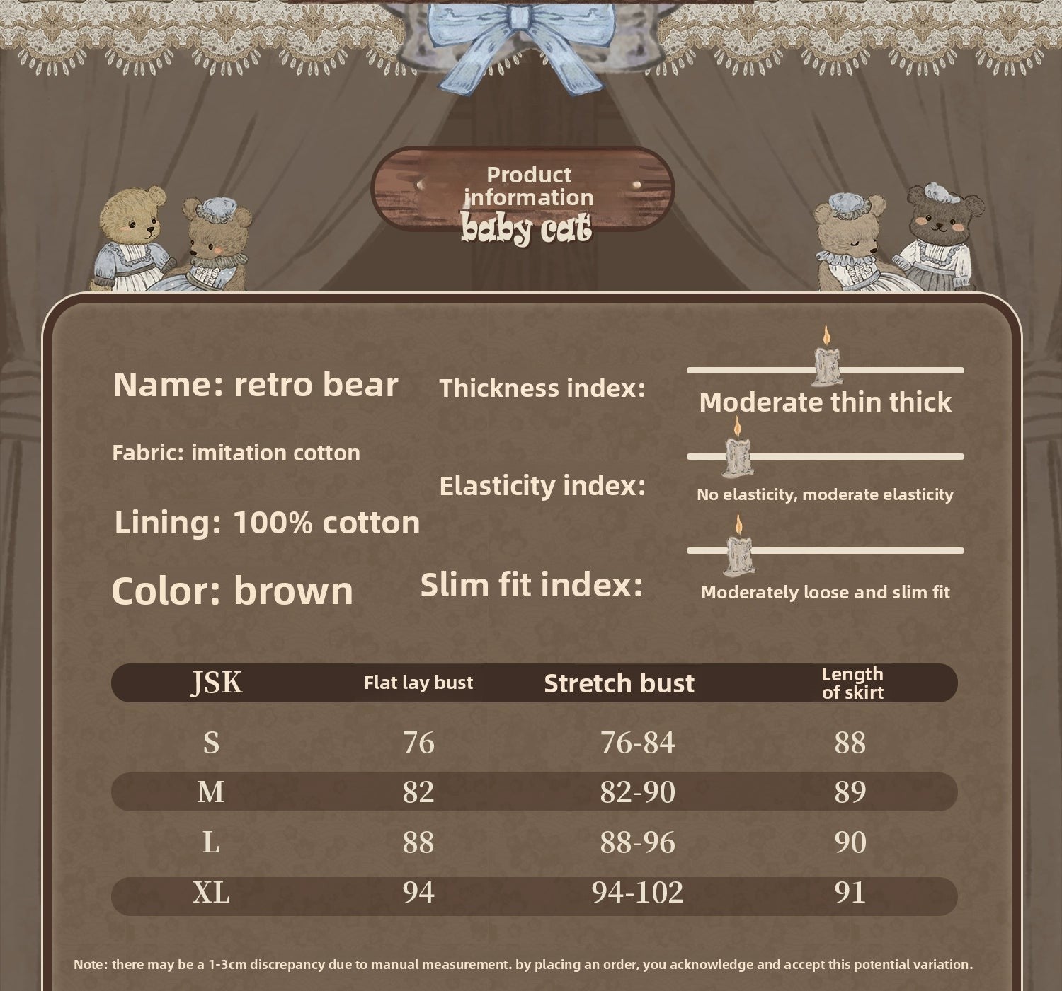 Sweet Dreams Baa-Baa -Vintage Bear- Original Design Lolita JSK