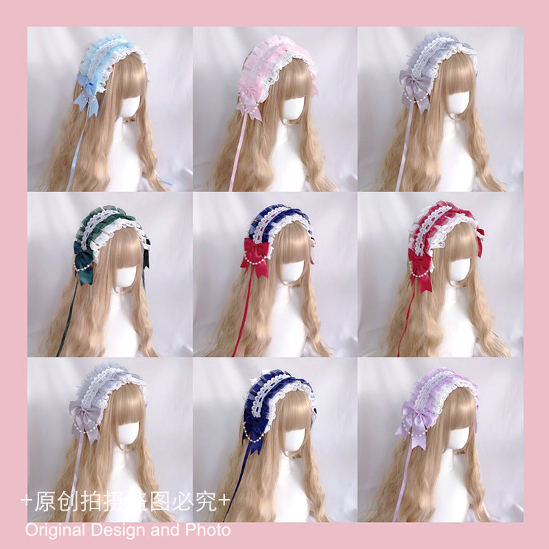 Soft Girl Lolita Headband Lace Hair Clip Sweet KC Bow - Snow White Princess Style