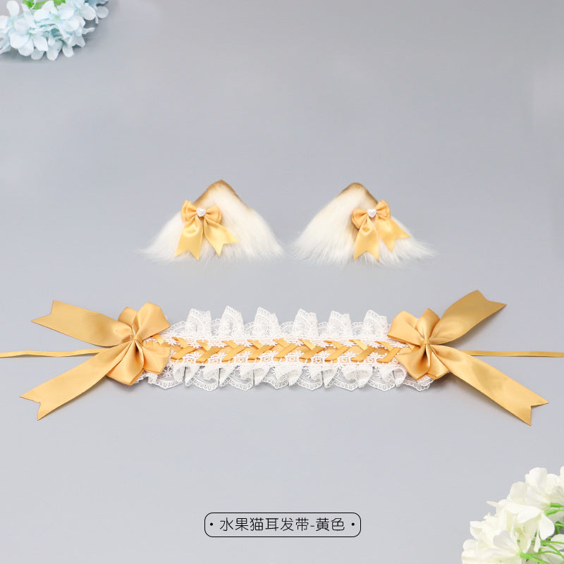 Cute Girl Hair Accessories Lolita Comic Exhibition Multi-use Clip Bow Hair Ornament Cat Ear Hair Clip Cat Ear Headband - Lolita Fetch