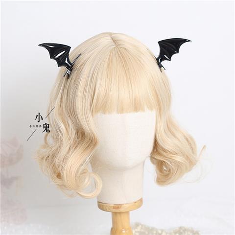 Black Wings Demon Hair Clip Bat Side Clip Halloween Headwear Bow Hair Accessory Lolita Gothic