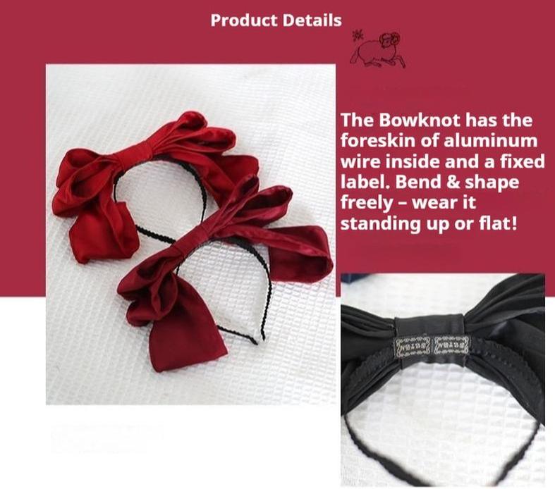 Xiaogui - Satin Doll-like Lolita KC - Layered Bowknot Headwear