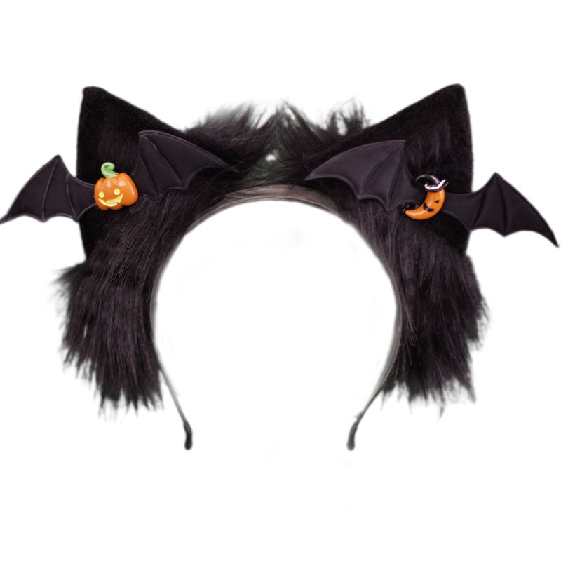 [Handmade Animal Ears] Lolita Halloween Little Devil Pumpkin Black Cat Ear Hair Clip Pair Original Design