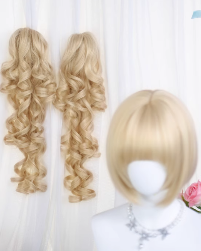 Dalao Home - Blonde Lolita Wig - Detachable Roman Roll Ponytails Wig