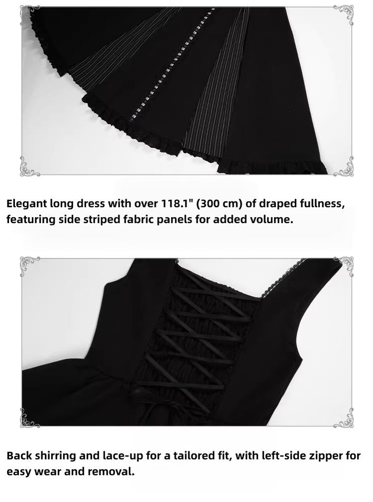 With PUJI - Monochrome Sonata - Classic Lolita Bust-supporting JSK Set, Piano Inspired