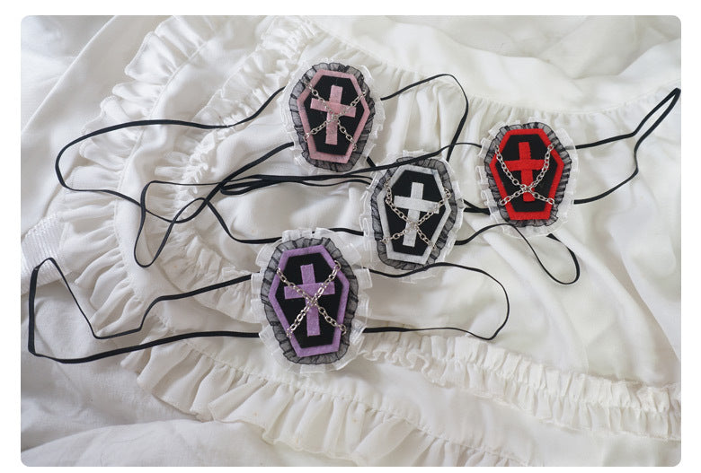 Gothic Girl Cross Single Eye Mask Lolita Dark Halloween Accessories Yandere Mid-2000s Harajuku Style