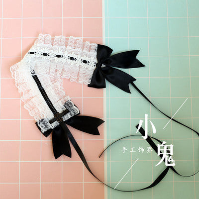 Soft Girl Sweet Lolita Headband White Lace Hair Accessory Versatile Kc Hair Ornament Dark Gothic