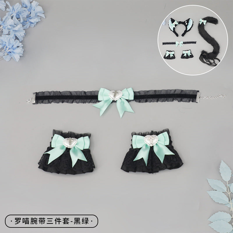 Cosplay Cat Ear Headband Cat Tail Accessories Handmade Cute Cat Girl Beast Ear Hair Accessories Beast Tail Accessories Set