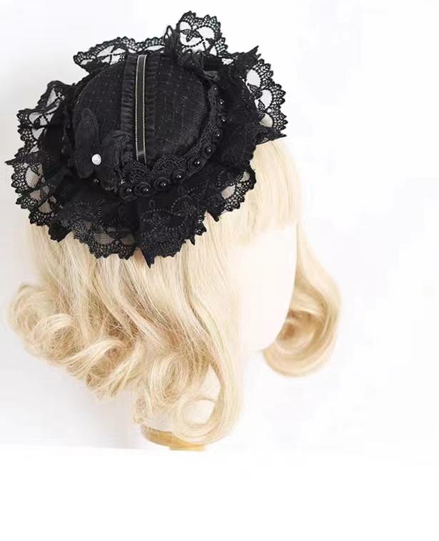 Xiaogui - Vintage Lolita Tea Party Lace Top - Hat Headwear