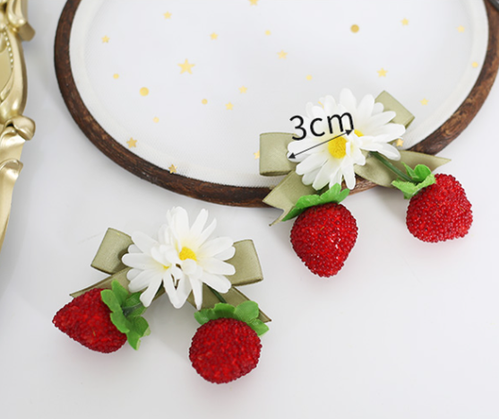Xiaogui - Sweet Lolita Hair Pin Flower - Strawberry Shaped Headwear