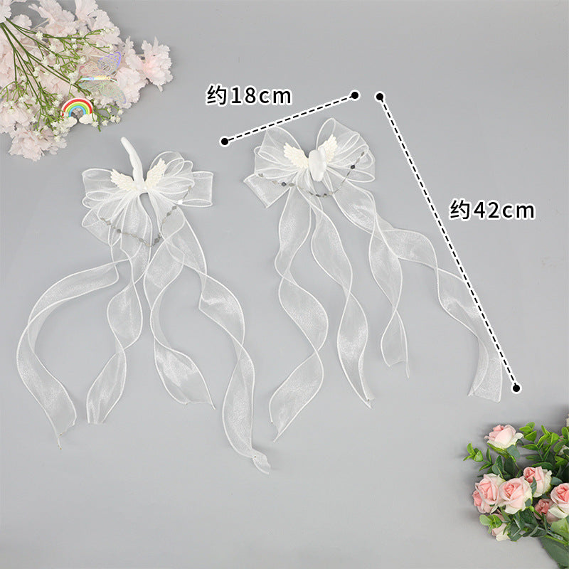 Original Mysterious Letter Subculture Hot Girl Angel Wings Cute Y2K Lolita Dark Double Ponytail Side Clip