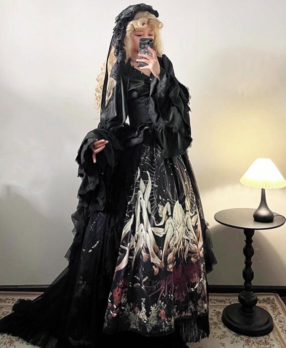 Caged Bird Hotel - Reborn Ancient God - Gothic Lolita Shirt and Skirt Set with Hanging Chains - product detail 9