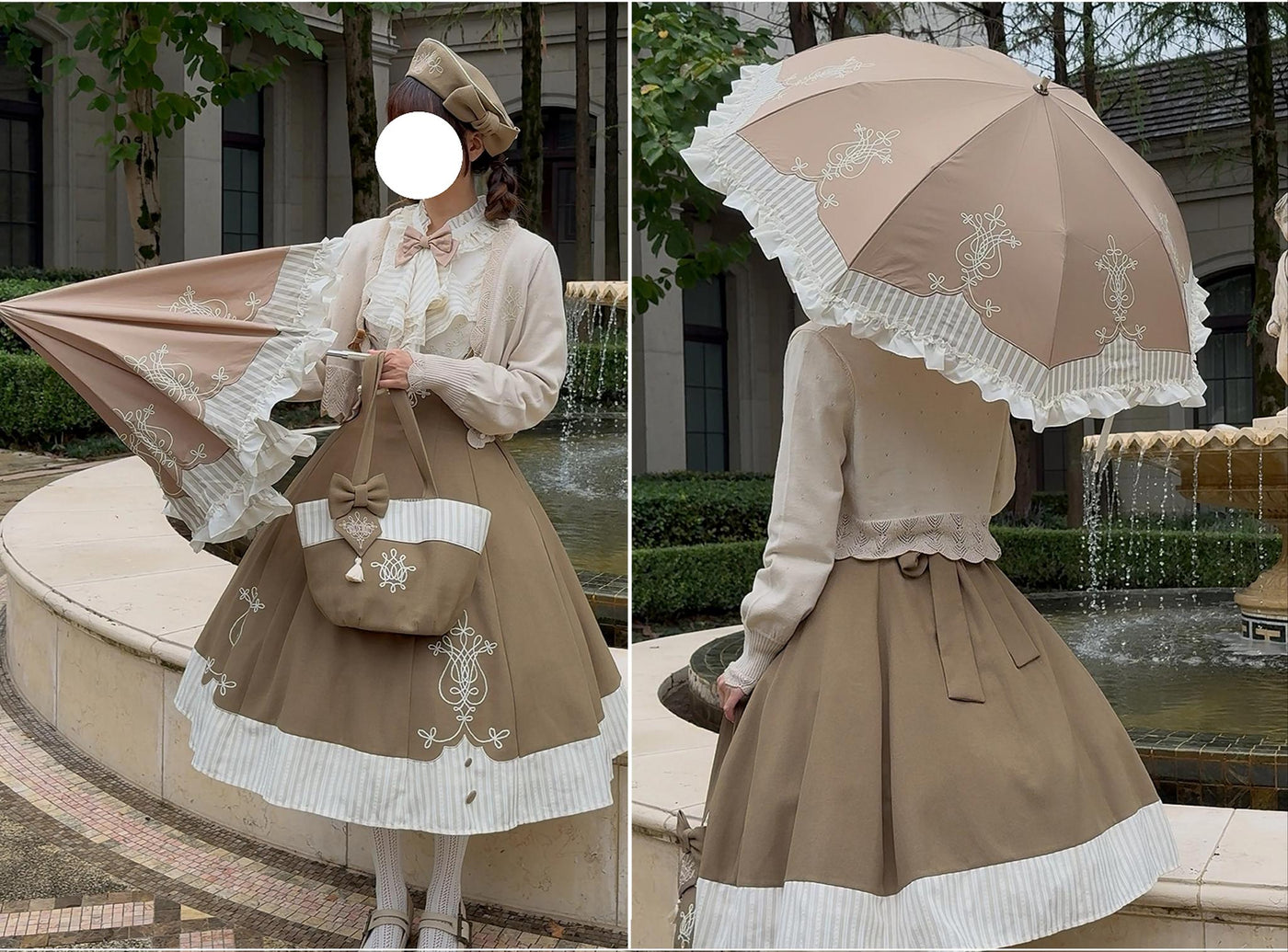 Whale Island - Lyre Academy - Classic Lolita Two-Fold Parasol with Lyre Prints - product detail 9