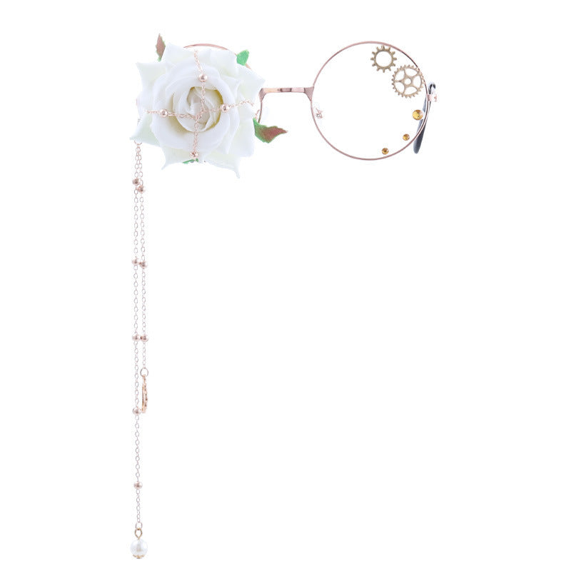 Accessories Lolita Rose Heart Wings Steampunk Bat Rose Gothic Gear Single-Sided Glasses - Lolita Fetch