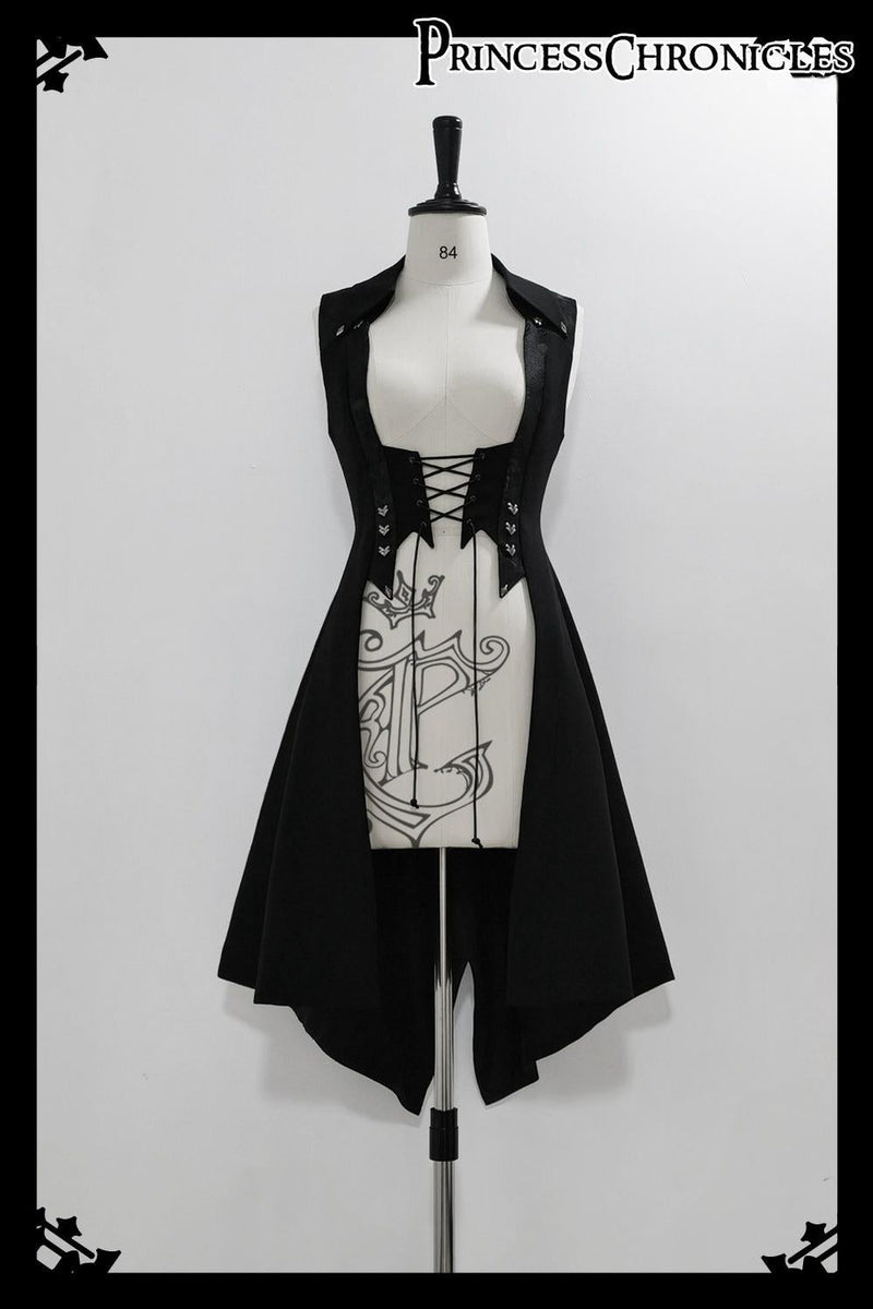Princess Chronicles - Red and Black 4.0 - Ouji Lolita Long Vest & Red Blouse