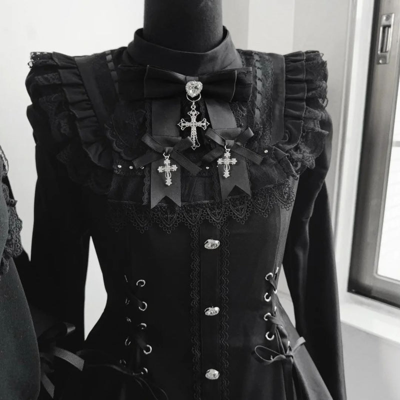 1st Anniversary - Midnight Bow - Gothic Lace Mini OP Dress - product image 5