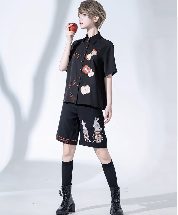Princess Chronicles - Badapple - Ouji Lolita Black Shirt and Shorts Set