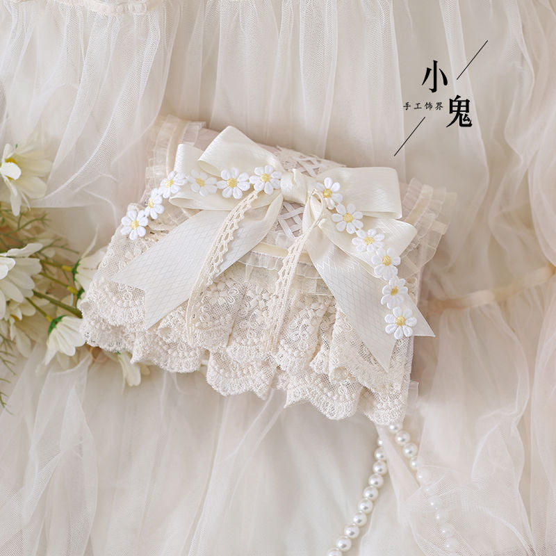 Original Lolita Forest Style Elegant Daisy Handbag - Pearl & Lace Chain Crossbody Bag