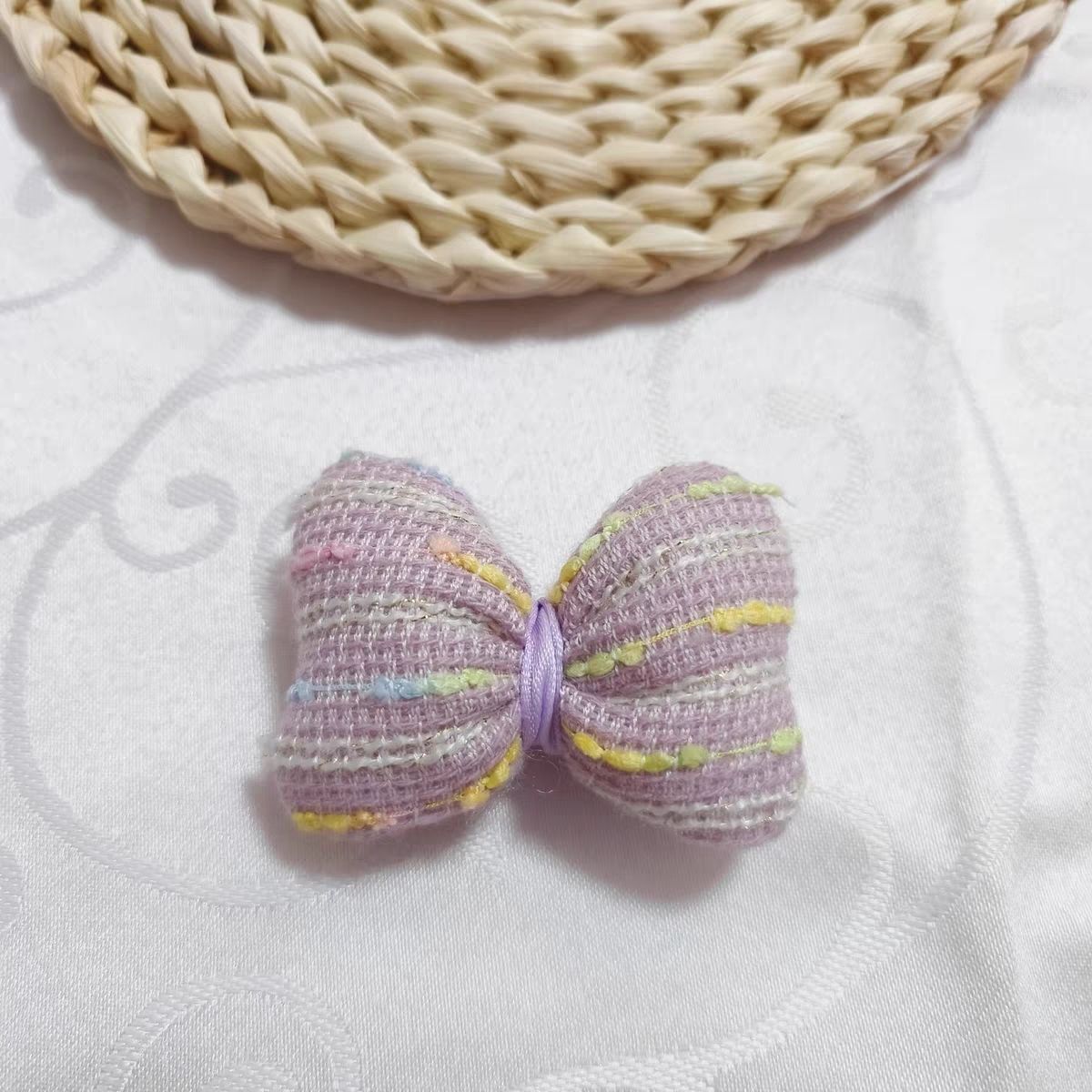 Handmade - Color-Block Fabric Bow - Brooch or Accent - detail view 3