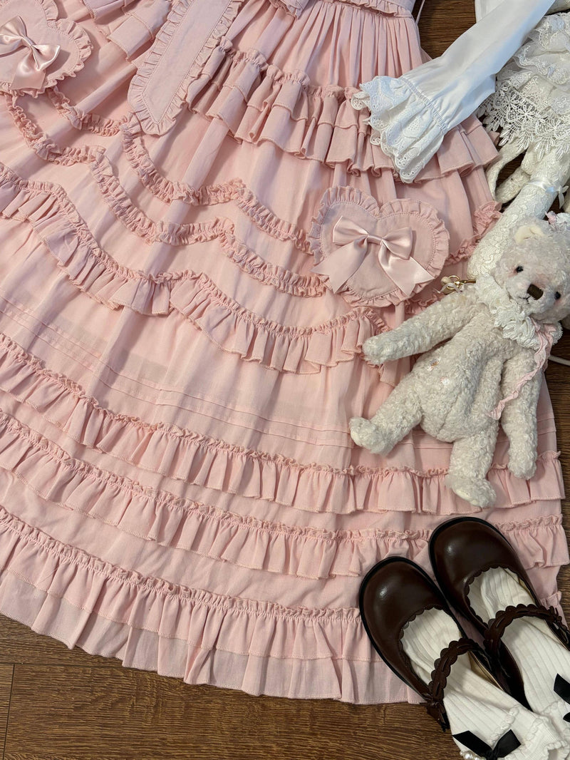 Sugar Girl - Loveheart - Solid Classic Lolita JSK Dress, Tiered Hem