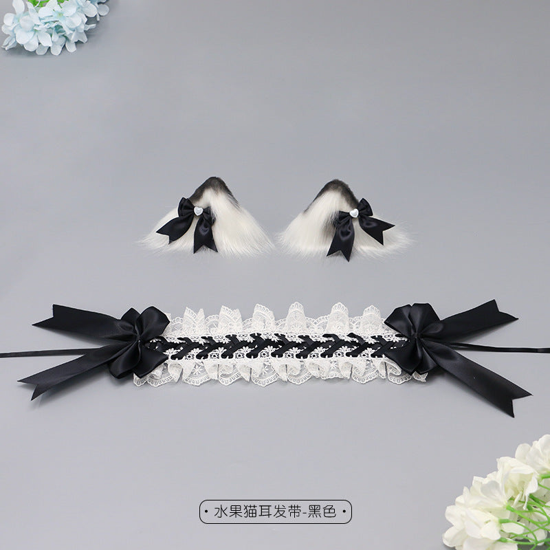 Cute Girl Hair Accessories Lolita Comic Exhibition Multi-use Clip Bow Hair Ornament Cat Ear Hair Clip Cat Ear Headband - Lolita Fetch
