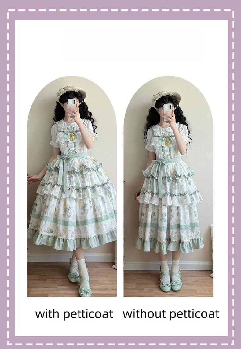 Qianmu - Blueberry Midsummer - Country Lolita Tiered JSK, Blueberry Print