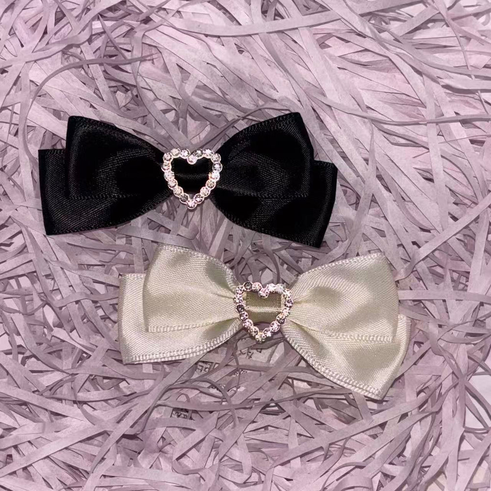 Handmade - Vintage Heart Bow - Brooch or Hair Clip