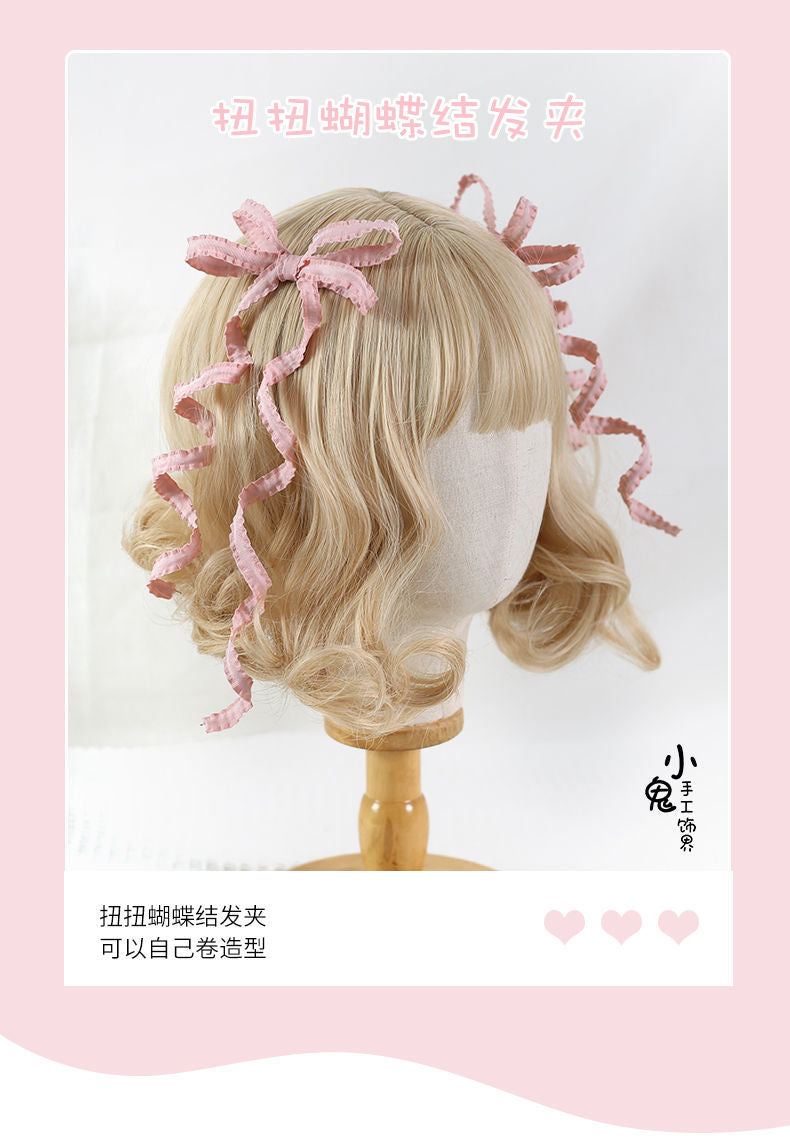 Basic Color Double Ponytail Twist Hair Clip Lolita Sweet Pair Clip Original Japanese Anime Cosplay Adjustable Style