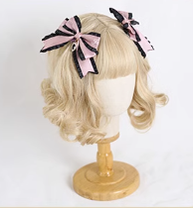 Xiaogui - Sweet Lolita Ribbon Bow Hair Clips - Headwear