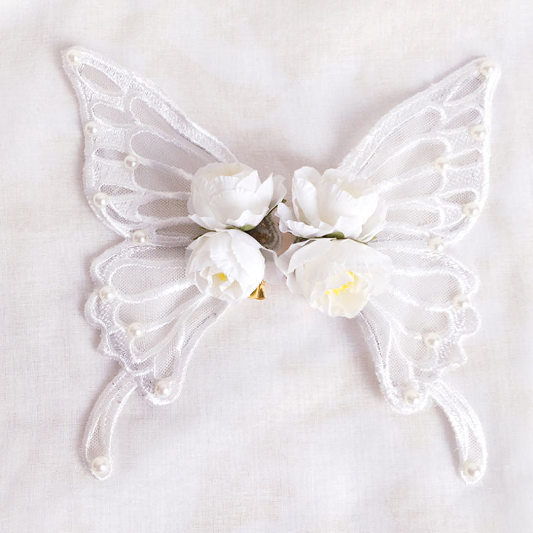 Original Handmade Lolita Lace Imitation Large Butterfly Hair Clip Pair Clip Hair Accessories Catwalk Ancient Style Hanfu Back Press