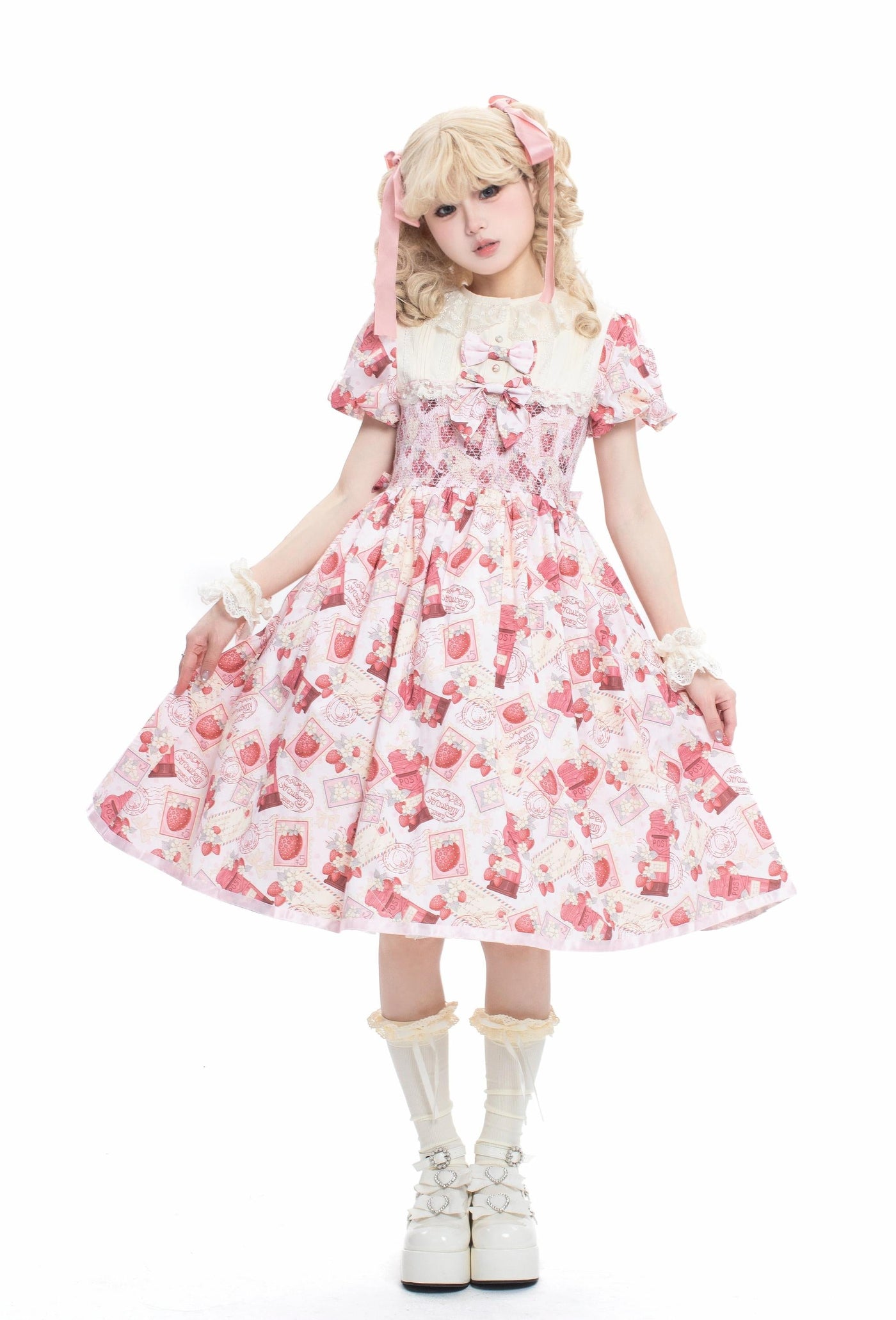 Strawberry Witch - Kawaii Lolita OP Dress - Strawberry Print OP Dress
