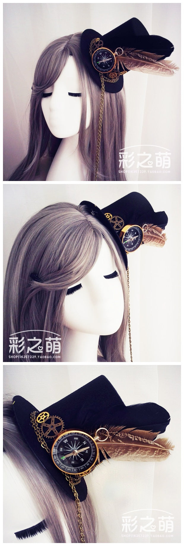 Steampunk Hat Feather Top Hat Mechanical Gear Clock Hat Hairpin Vintage Lolita