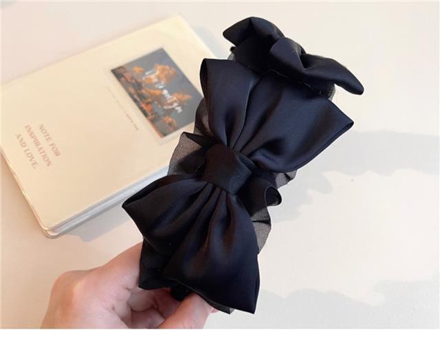 Original Handmade Satin Bow Hairband Lolita Girl Black Bow Hair Accessory
