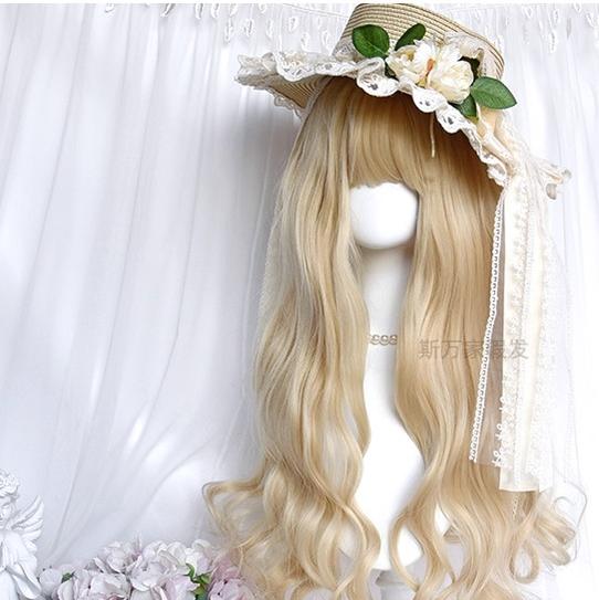 Sinwavy - Light Blone Wavy Lolita Wig - Straight Bang Wig