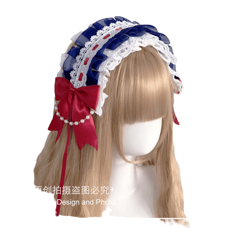 Soft Girl Lolita Headband Lace Hair Clip Sweet KC Bow - Snow White Princess Style