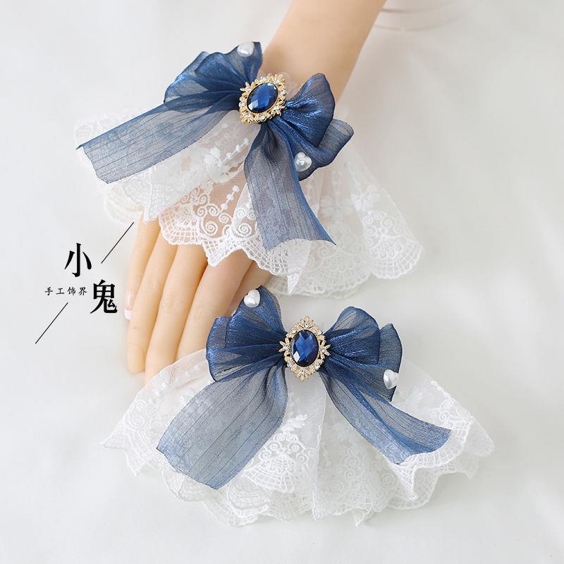 Multicolor Sweet Lace Lolita Hair Accessories Dark Red Lolita Tulle Bow Hand Sleeves Bracelet