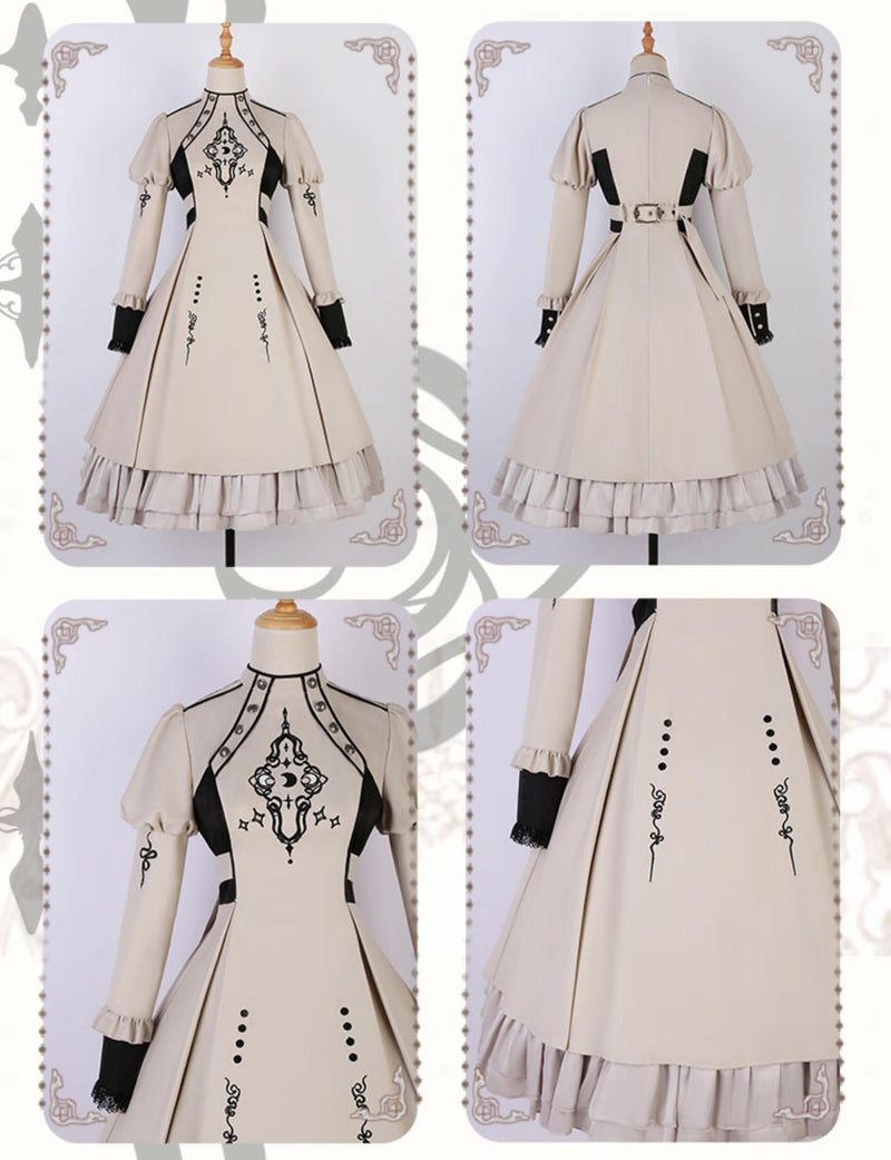 Letters from Unknown Star - Full Moon Charm - Gothic Lolita OP Dress Dark Themed Dress Short Style