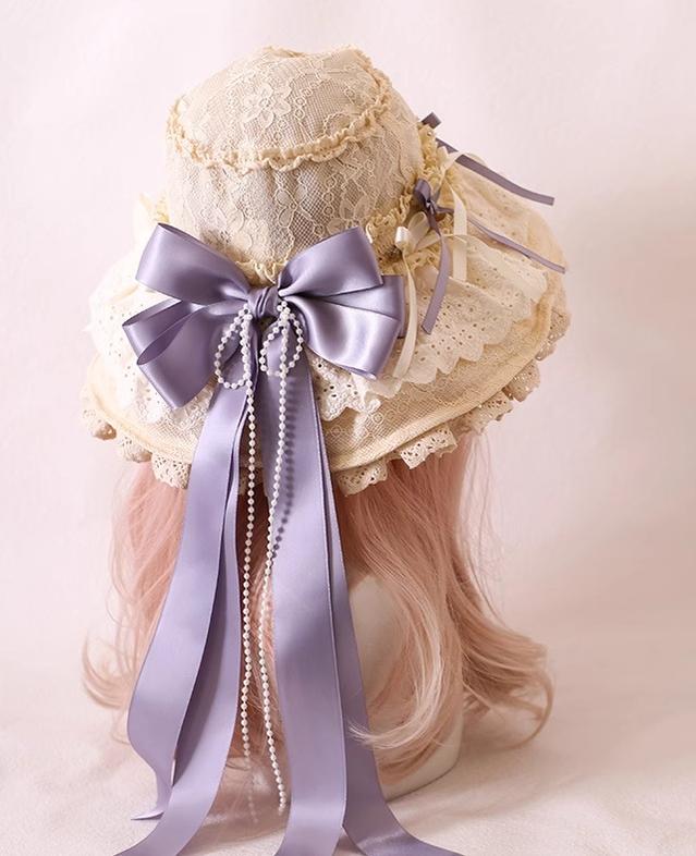 Xiaogui Elegant Lolita Sunshade Hat Floral Headwear