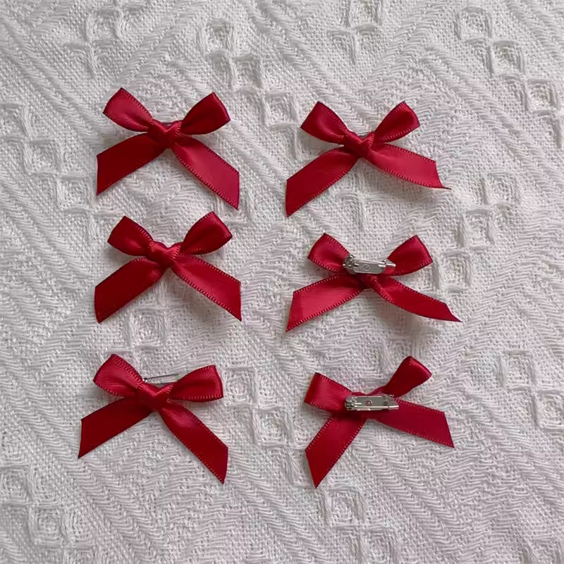 Handmade - Mini 3.5 cm Ribbon Bow - Brooch Set - detail view 18