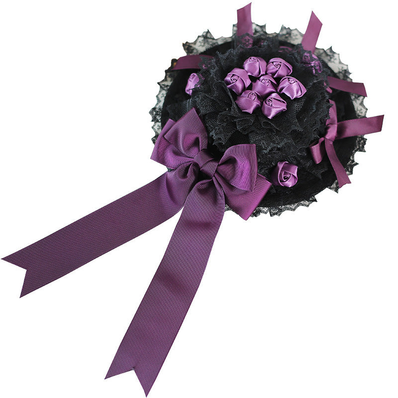 Black and Purple Lolita Gothic Doll Rose Hairband Hair Clip Headwear Original Bow Hair Accessory Lolita Hat