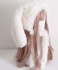 Xiaogui - Kawaii Lolita Plush Rabbit-Eared Hat - Headwear