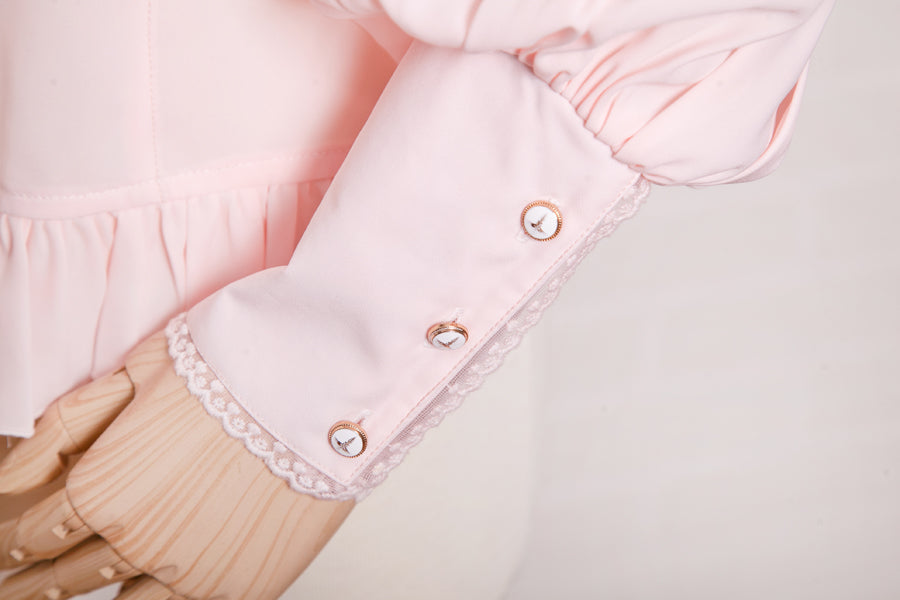 Yilia - Elegant Lamb Sleeve Chiffon Lolita - Blouse Innerwear