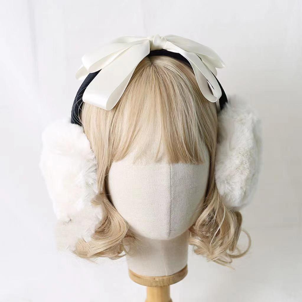 Xiaogui - Winter Lolita Earmuff Bow Plush - Earmuff Ear Protector Headwear