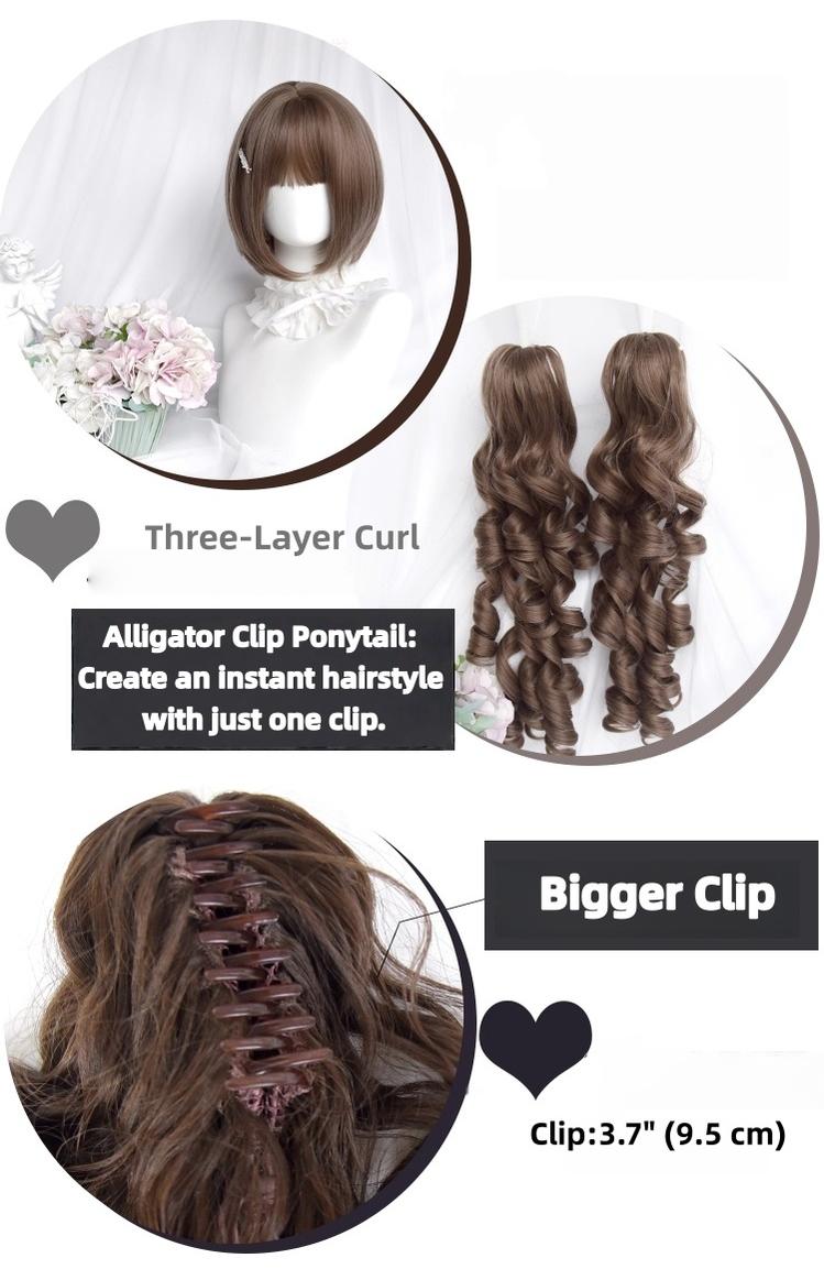 Sinwavy - Doll Like Lolita Wig - Detachable Curl Ponytails Wig