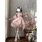 Pink jsk Suspender Skirt+Oversleeves+Side Clip / S