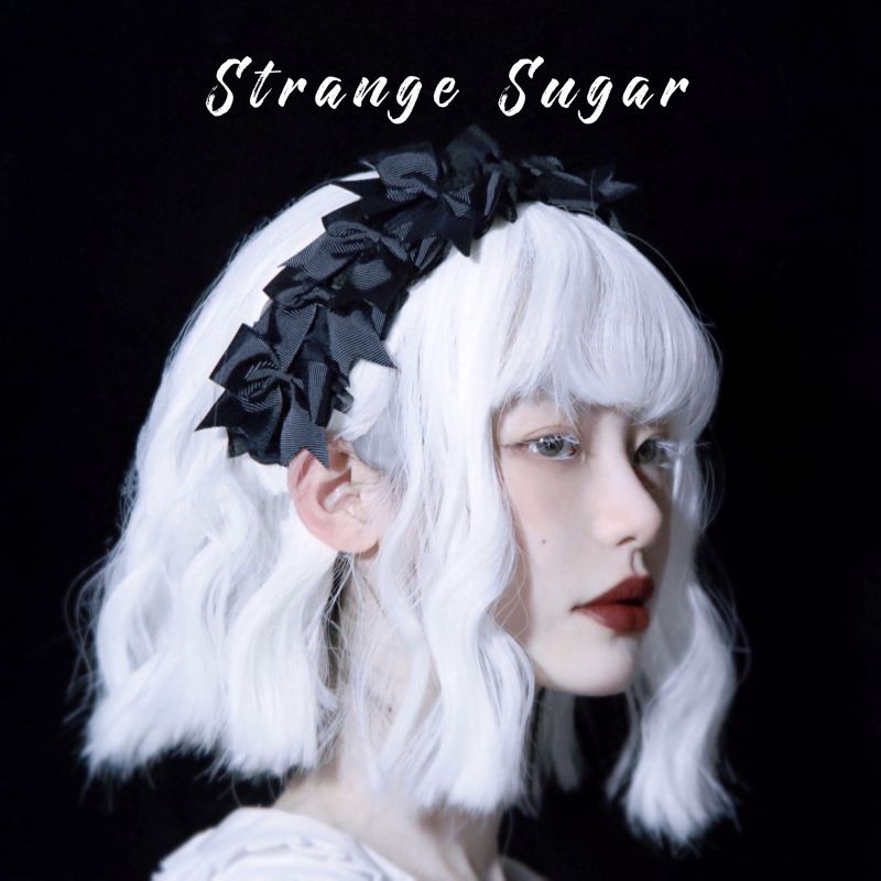 Handmade Dark Punk Lace Organza Headband Black Gothic Lolita Girl Hair